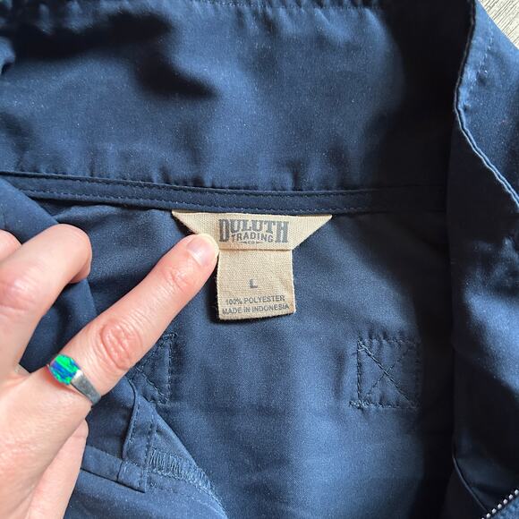 Duluth Trading Co. Navy Blue Quarter-Zip Pullover Windbreaker Jacket Size Large - Picture 8 of 9